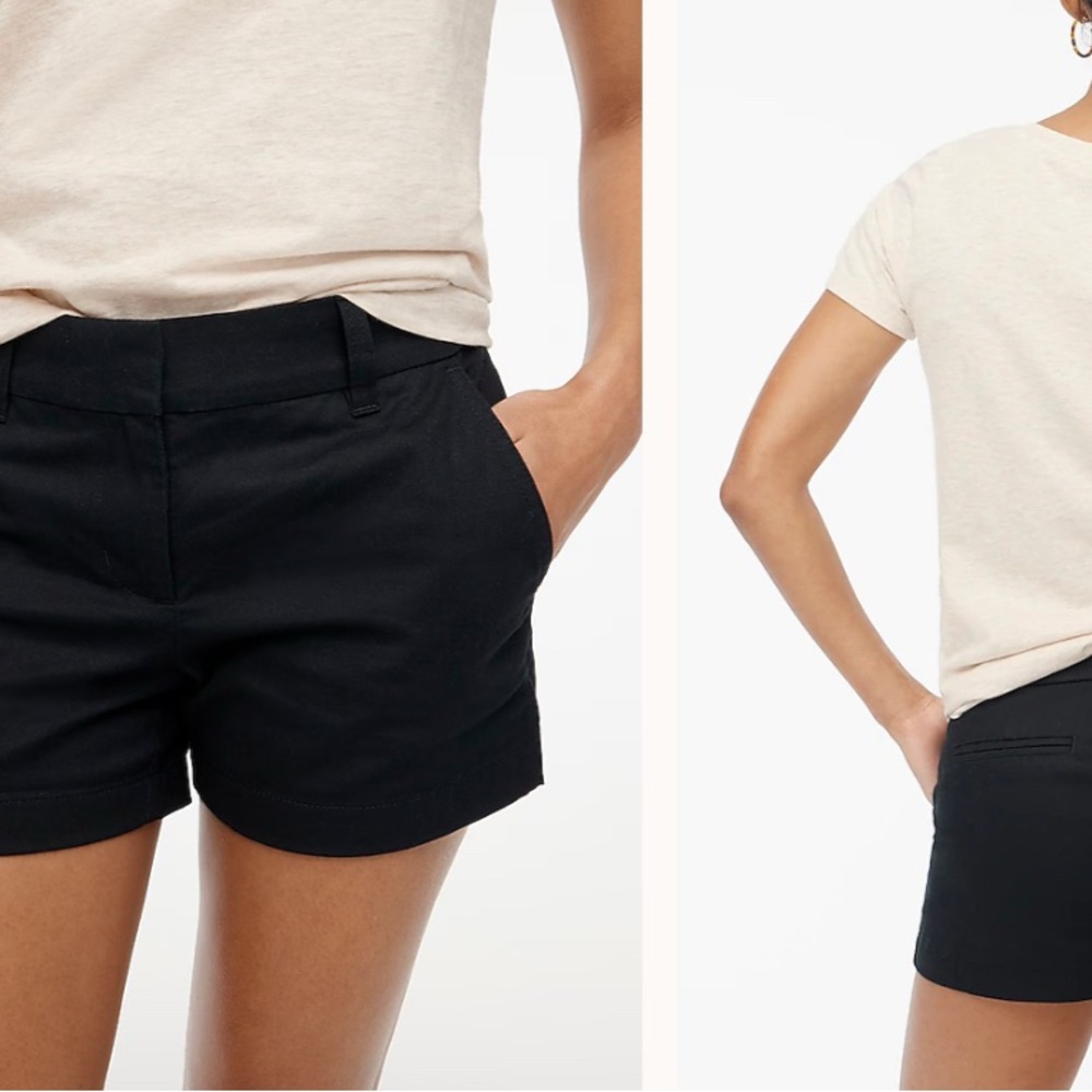 J. Crew Classic Chino Shorts, Size 0, Black, Cotton,